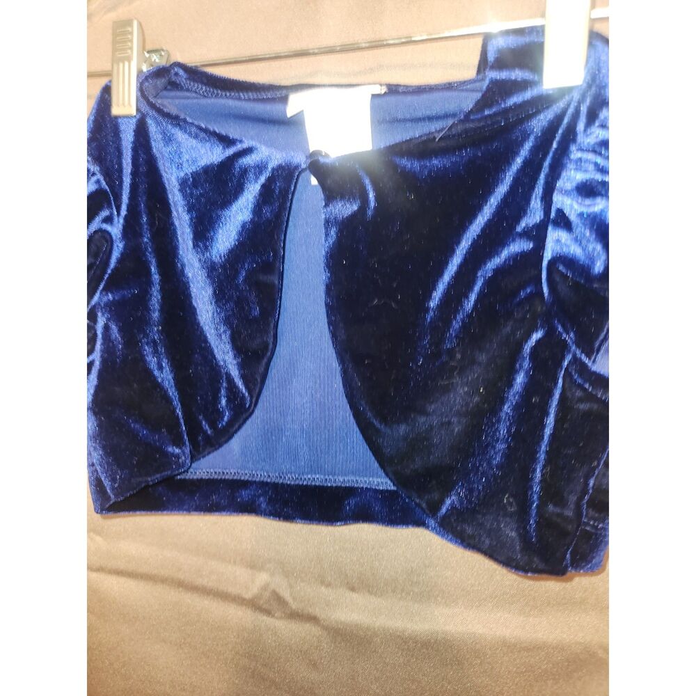 Jona Michelle Girls Size 6 Royal Navy Velvet Bolero Shrug Cardigan Short Sleeve